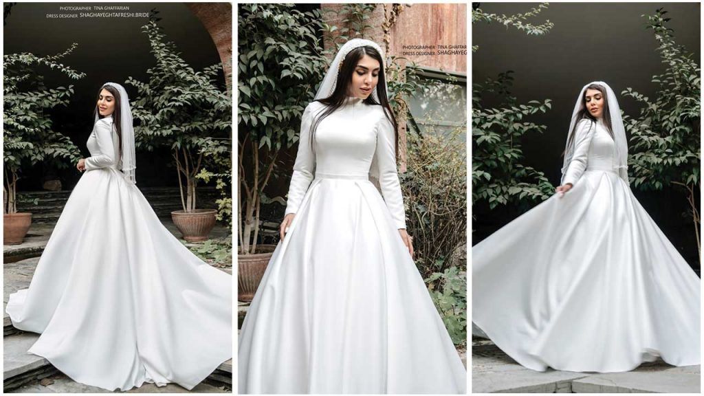 مدل لباس عروس آستین دار ساده
